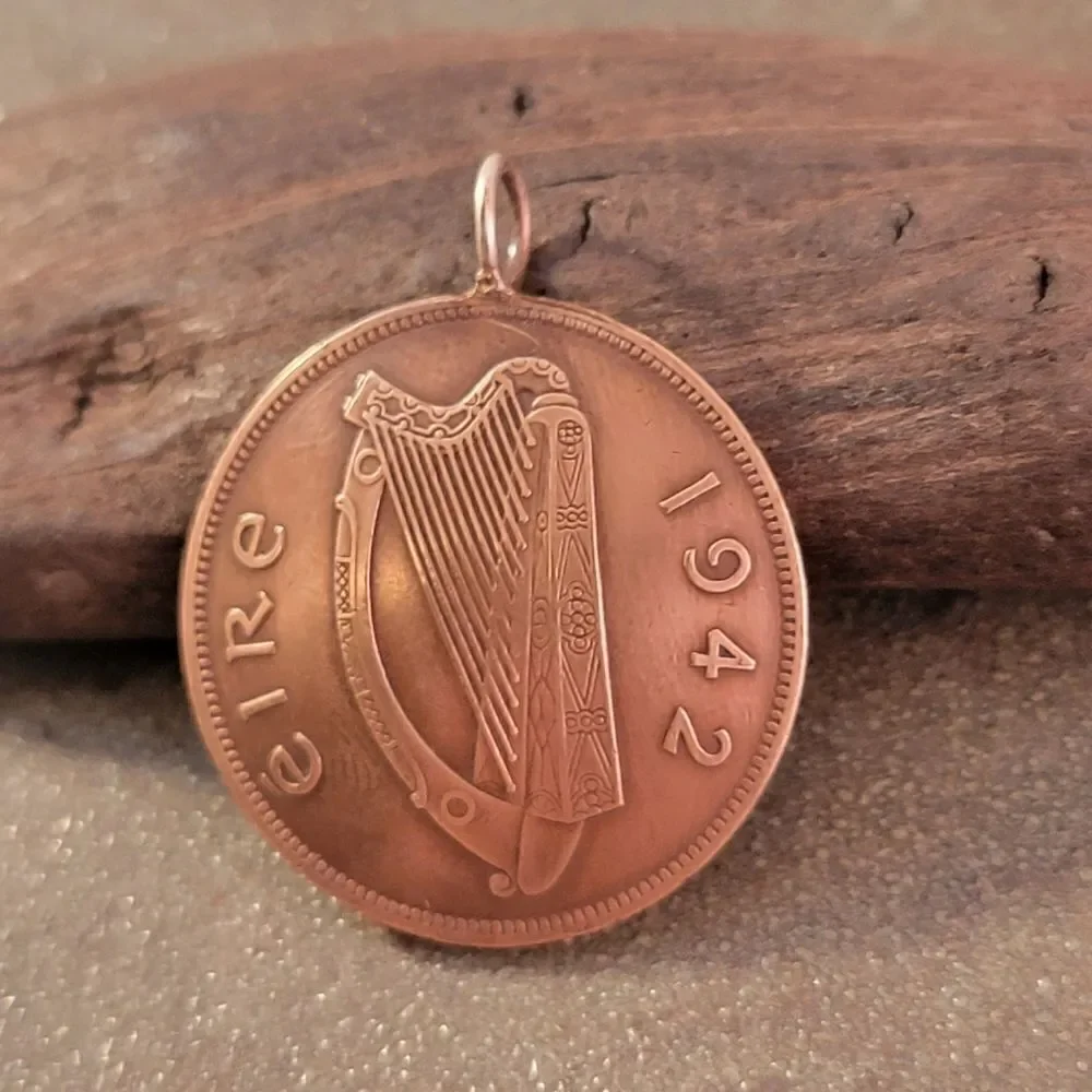 Genuine Irish Penny (Pidgin) Domed Copper Coin Pendant